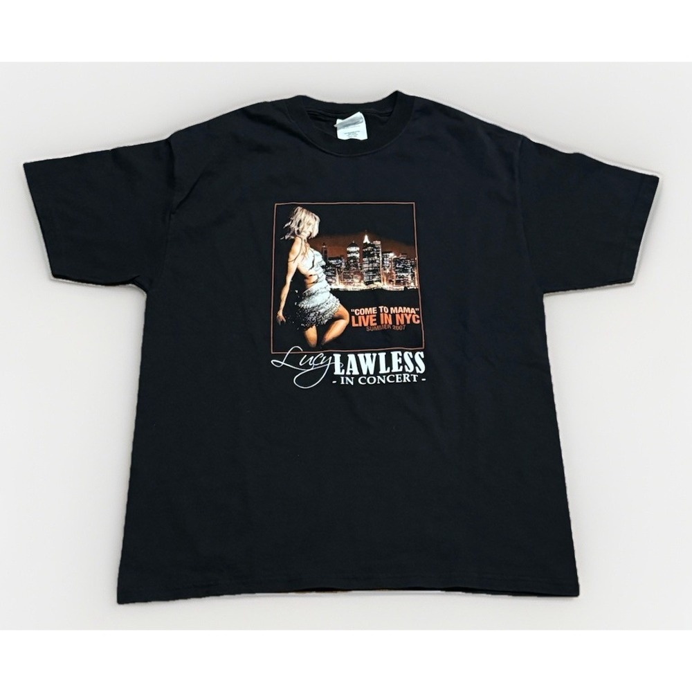 Vintage LUCY LAWLESS Concert Tour Shirt L XENA WARRIOR PRINCESS FANTASY 2007 NYC